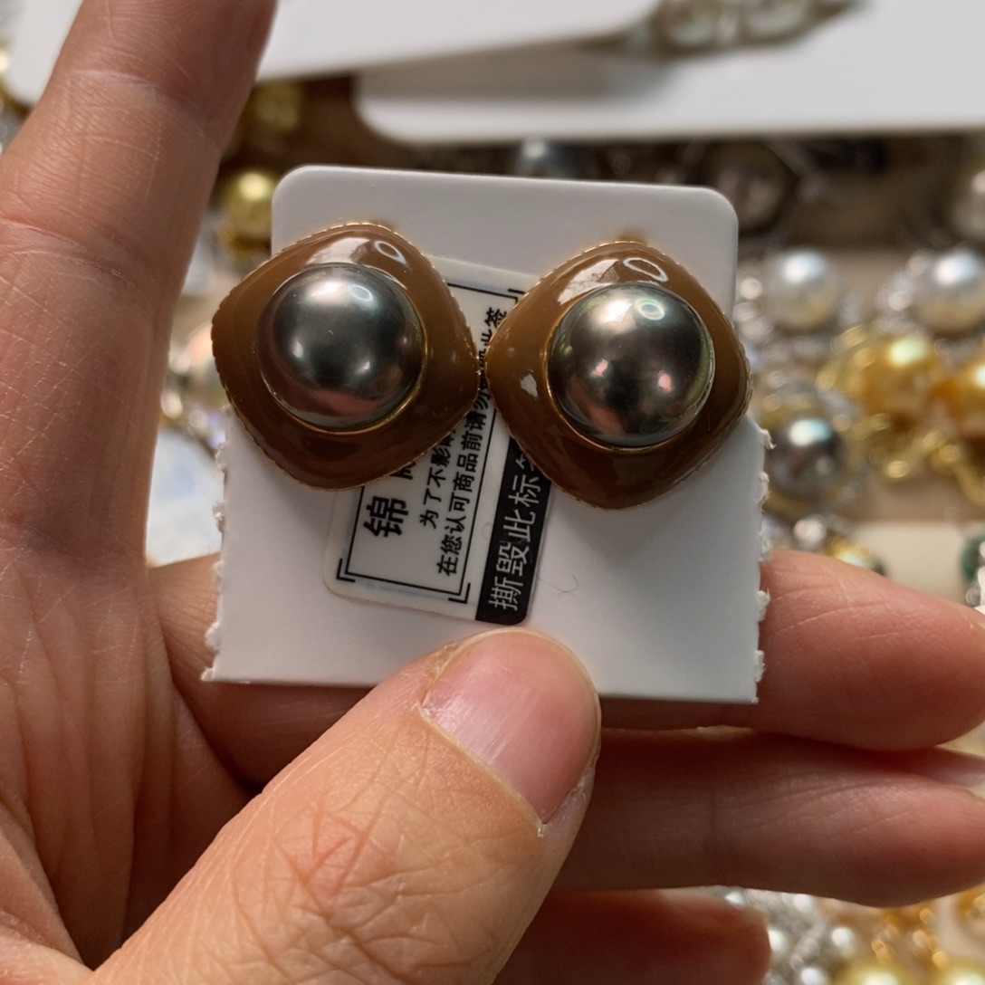 海水珍珠耳饰银S925镶嵌