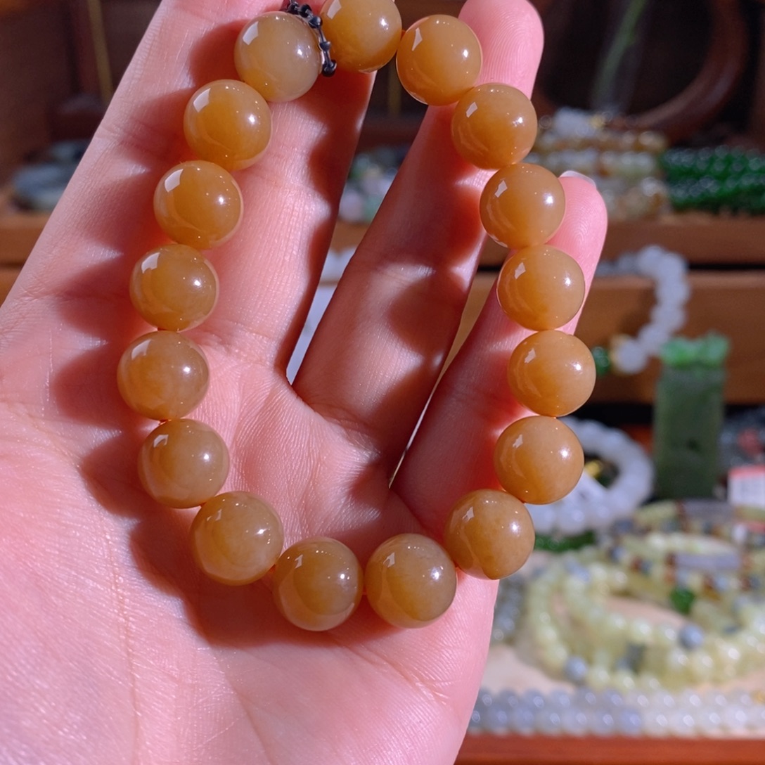 和田玉未镶嵌手链黄金糖卡12