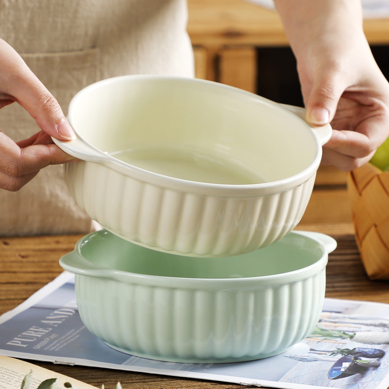 【粉丝福利】高级感双耳碗家用2025新款加厚耐高温陶瓷泡面碗蒸蛋碗