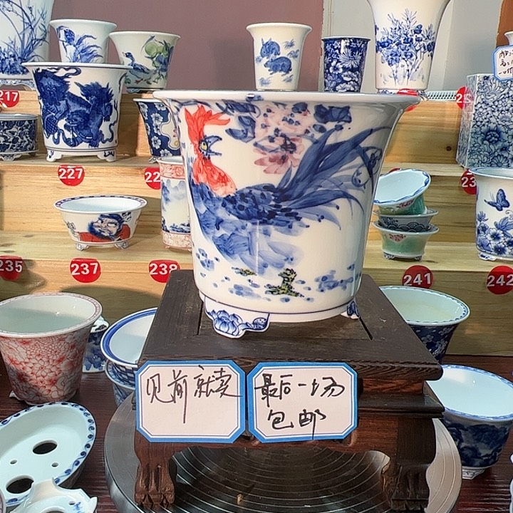 手工手绘陶瓷内口10.8高11.3
