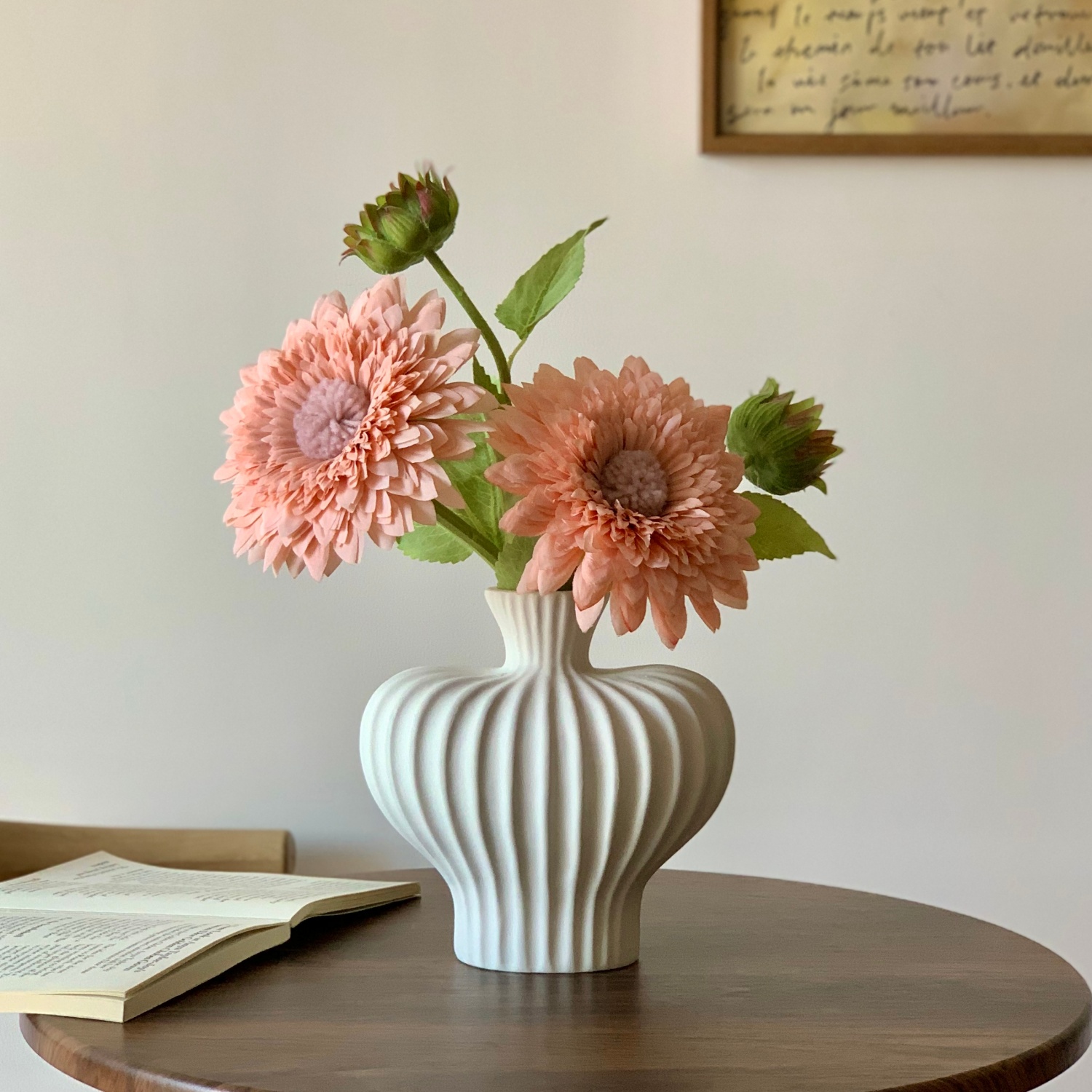 ins轻奢向日葵陶瓷花瓶仿真花布艺假花花束客厅卧室软装摆设道具