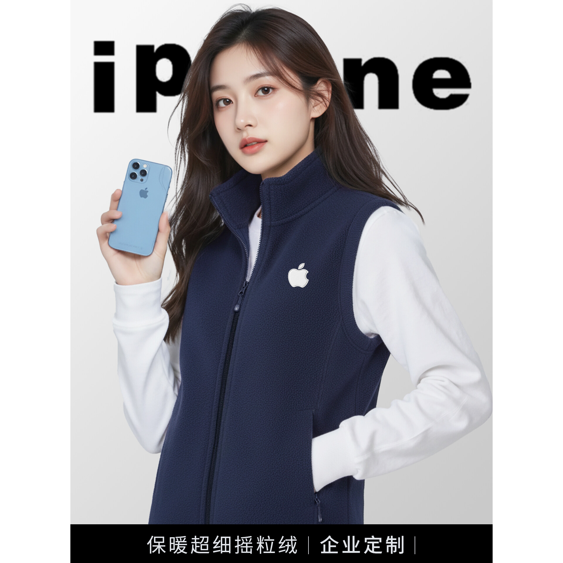 摇粒绒马甲工作服定制印LOGO秋冬季企业工衣促销员导购团体服背心