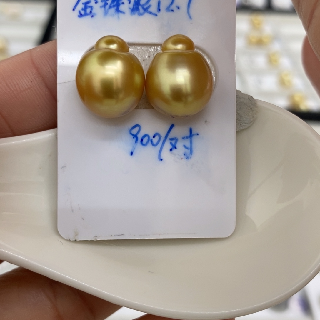 海水珍珠裸珠未镶嵌金珠12.4