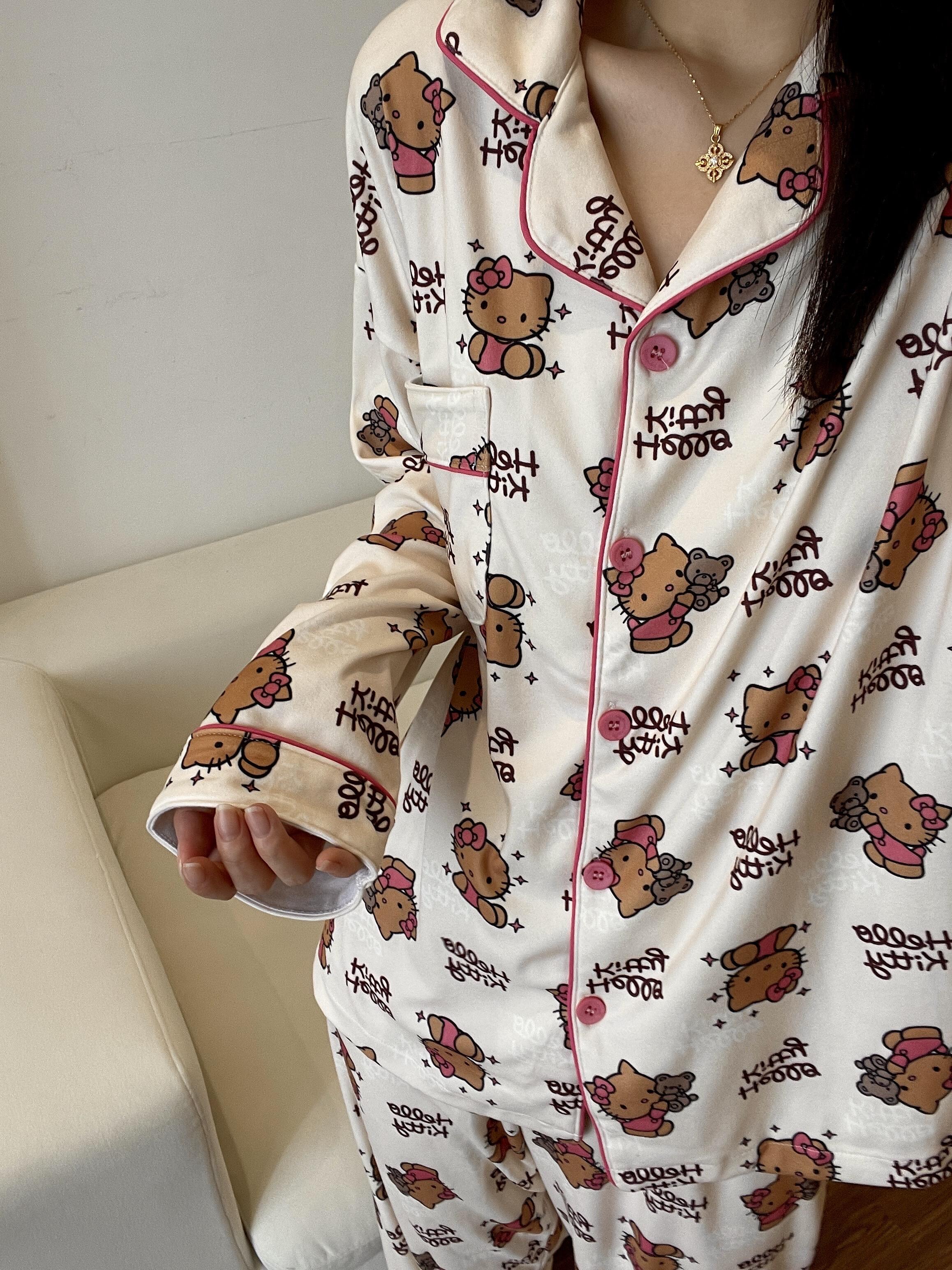 日系少女2025新款KT猫保暖德绒睡衣薄绒家居服秋冬套装可外穿