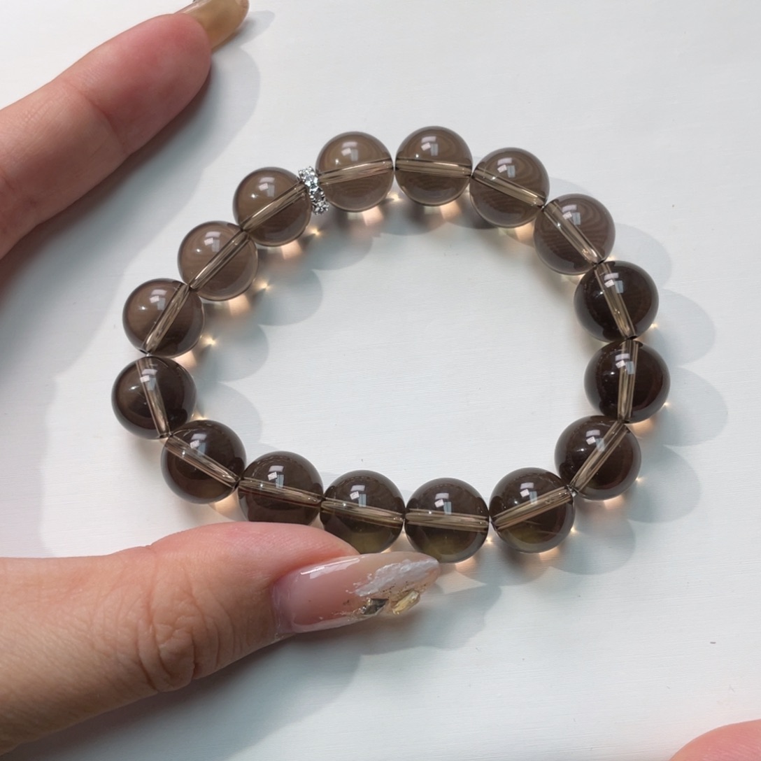 水晶手链未镶嵌巴西茶水晶12m