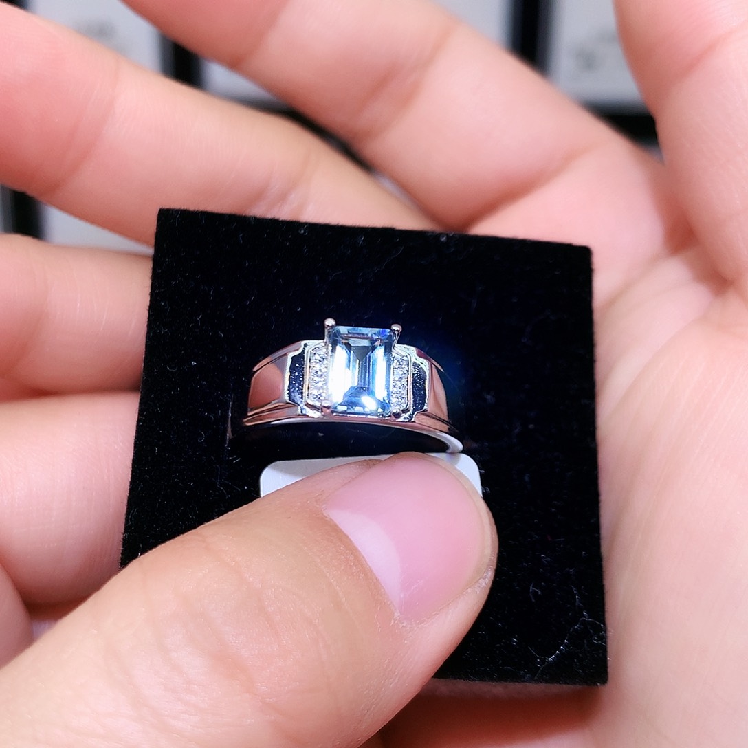 海蓝宝石戒圈银S925镶嵌