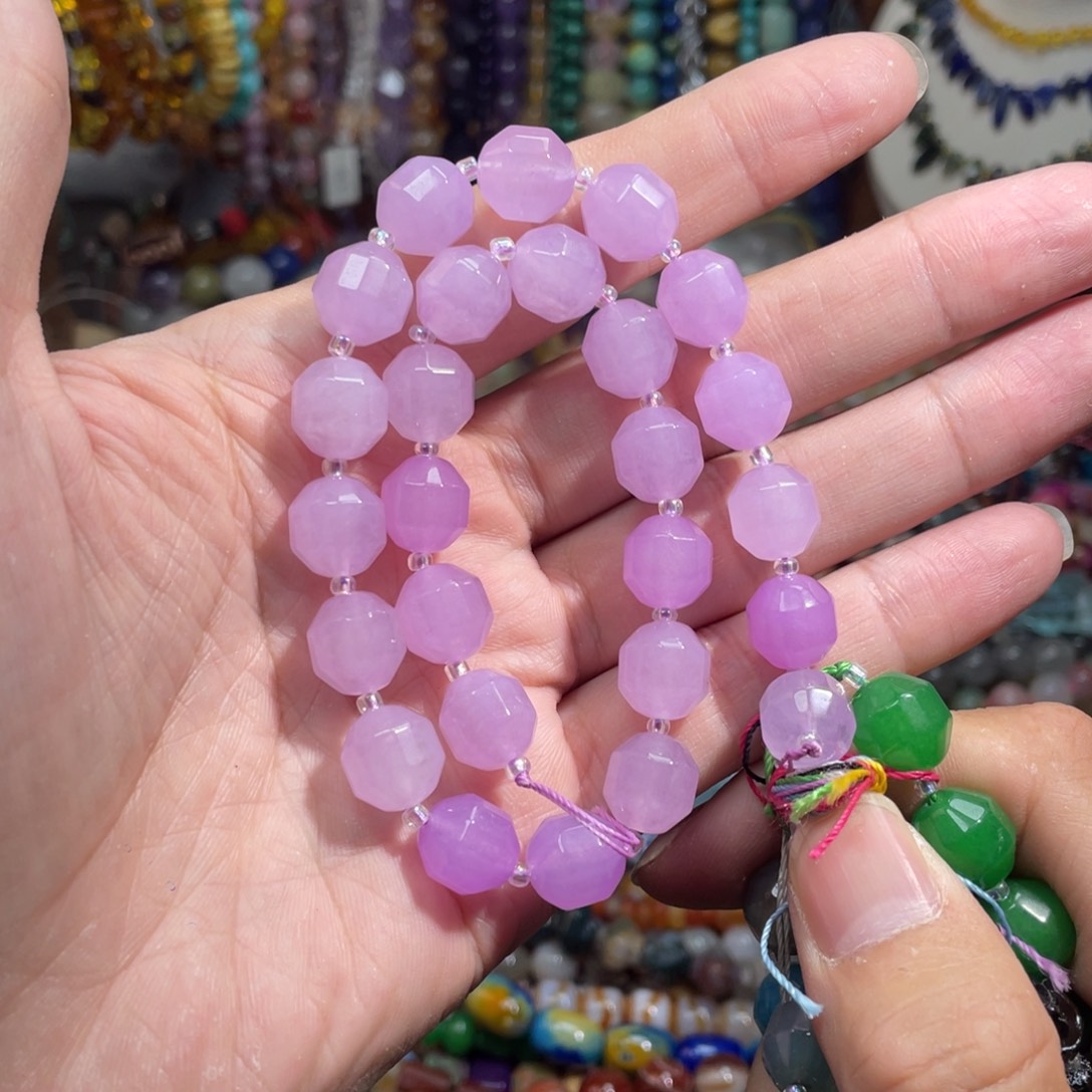 石英质玉，全切路路通12mm，未镶嵌