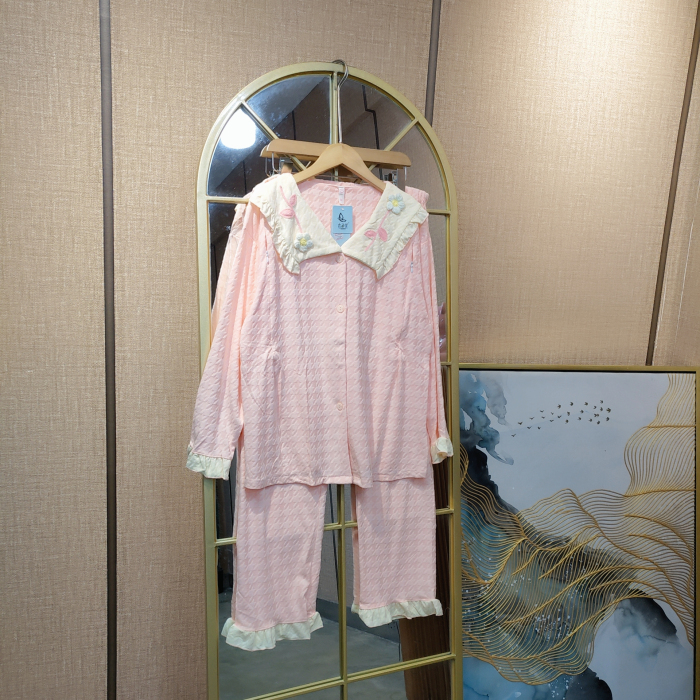 FD116孕妇粉色月子服套装90-120