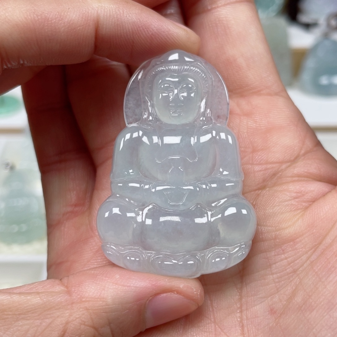 翡翠颈饰未镶嵌天然翡翠A货观音105号Q
