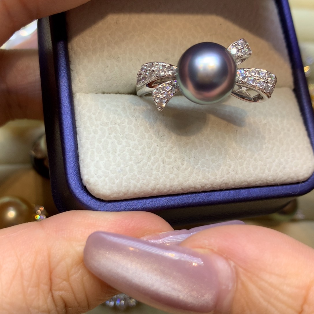 银S925镶嵌戒指海水珍珠