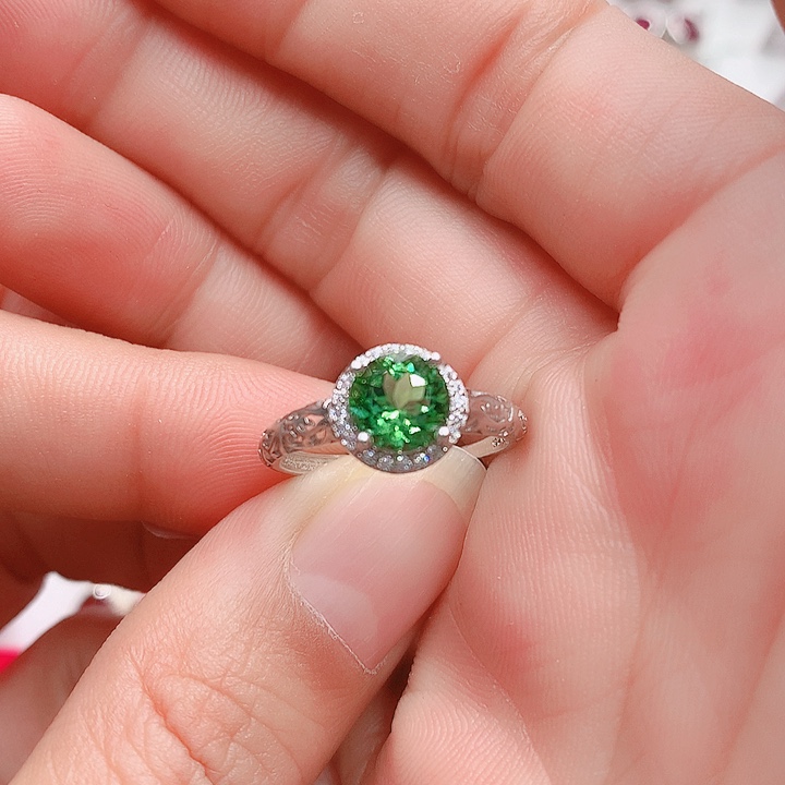 碧玺戒指银S925镶嵌6.5✖️6.5