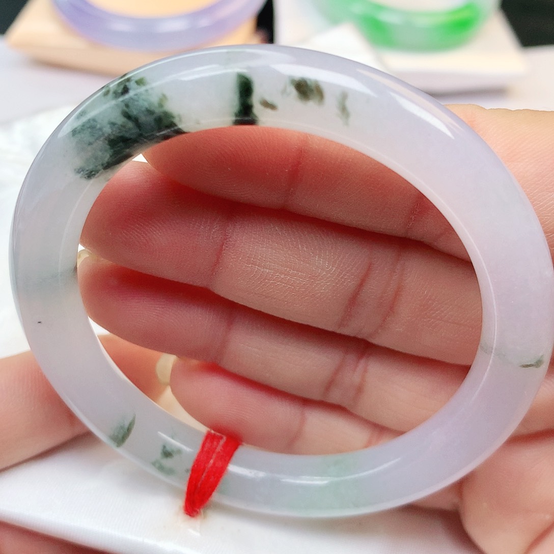 未镶嵌手镯翡翠纯天然A货翡翠老坑山水墨画圆条1180编号