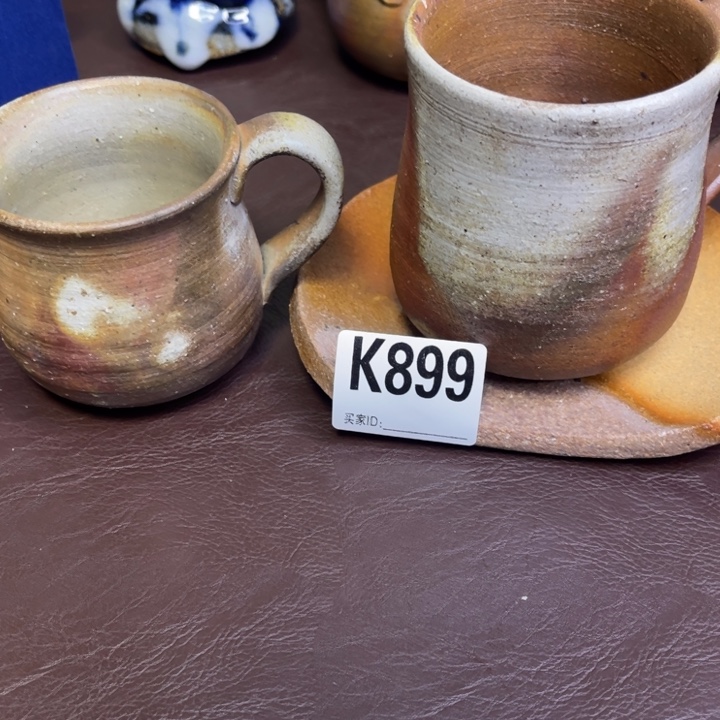妮****备前烧作品马克杯两个壶承一个