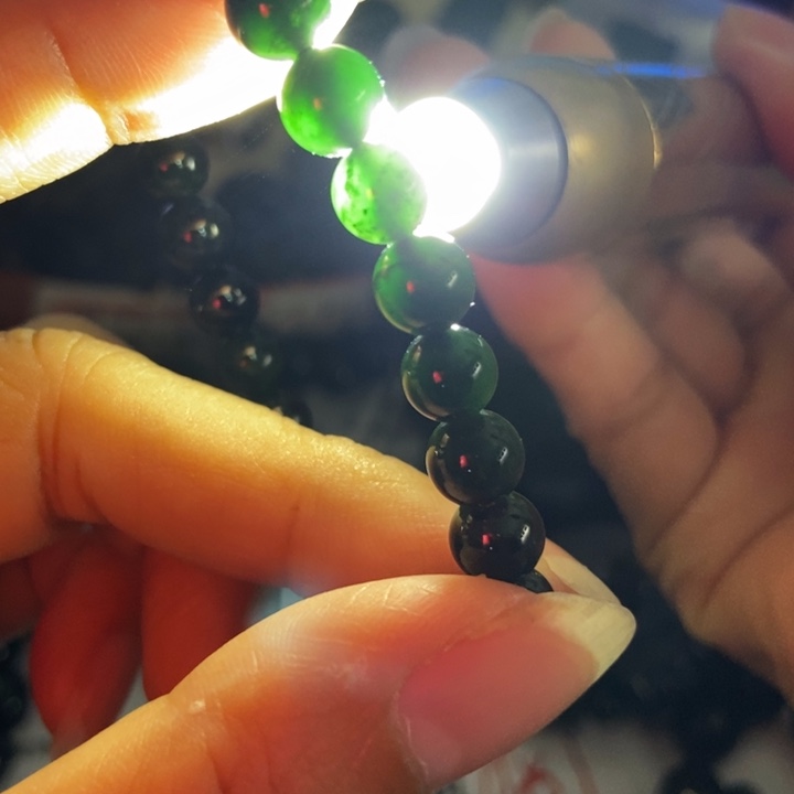 翡翠未镶嵌手链墨翠7