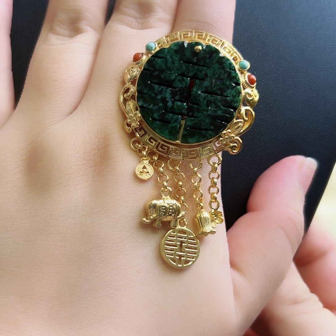 翡翠戒指/指环银S925镶嵌古风