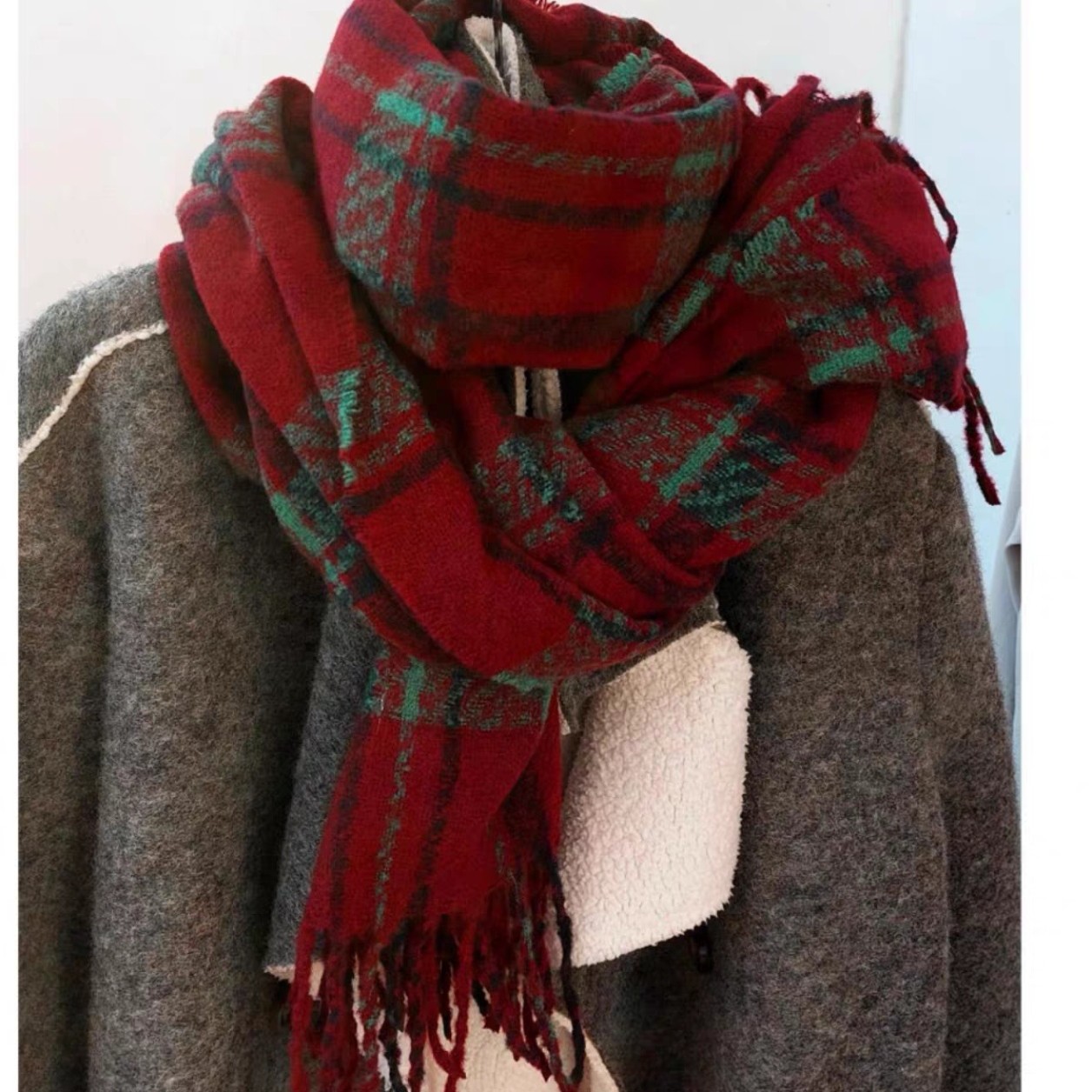 【S048】韩系复古格子围巾情侣围脖加厚秋冬保暖百搭披肩