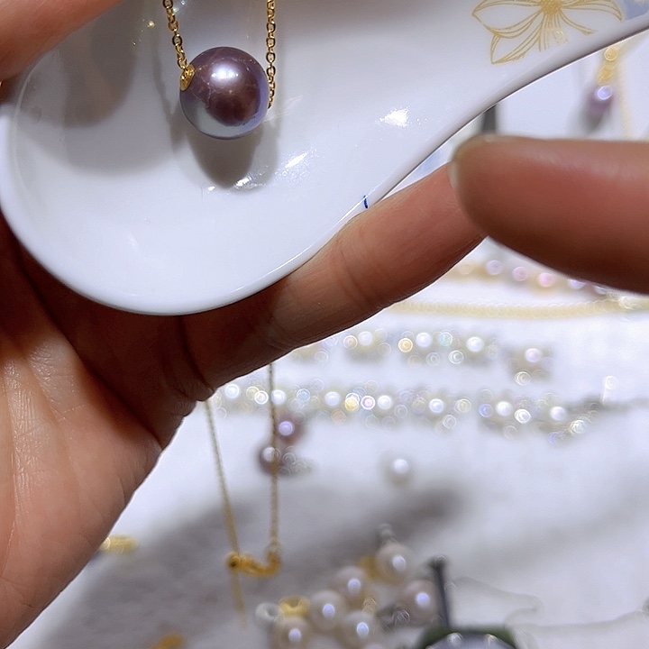 淡水珍珠紫珠路路通吊坠合金