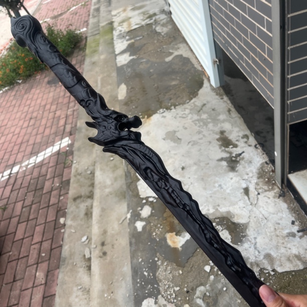 永劫无间张起灵黑金古刀紫光檀材质毕业级道具玩具
