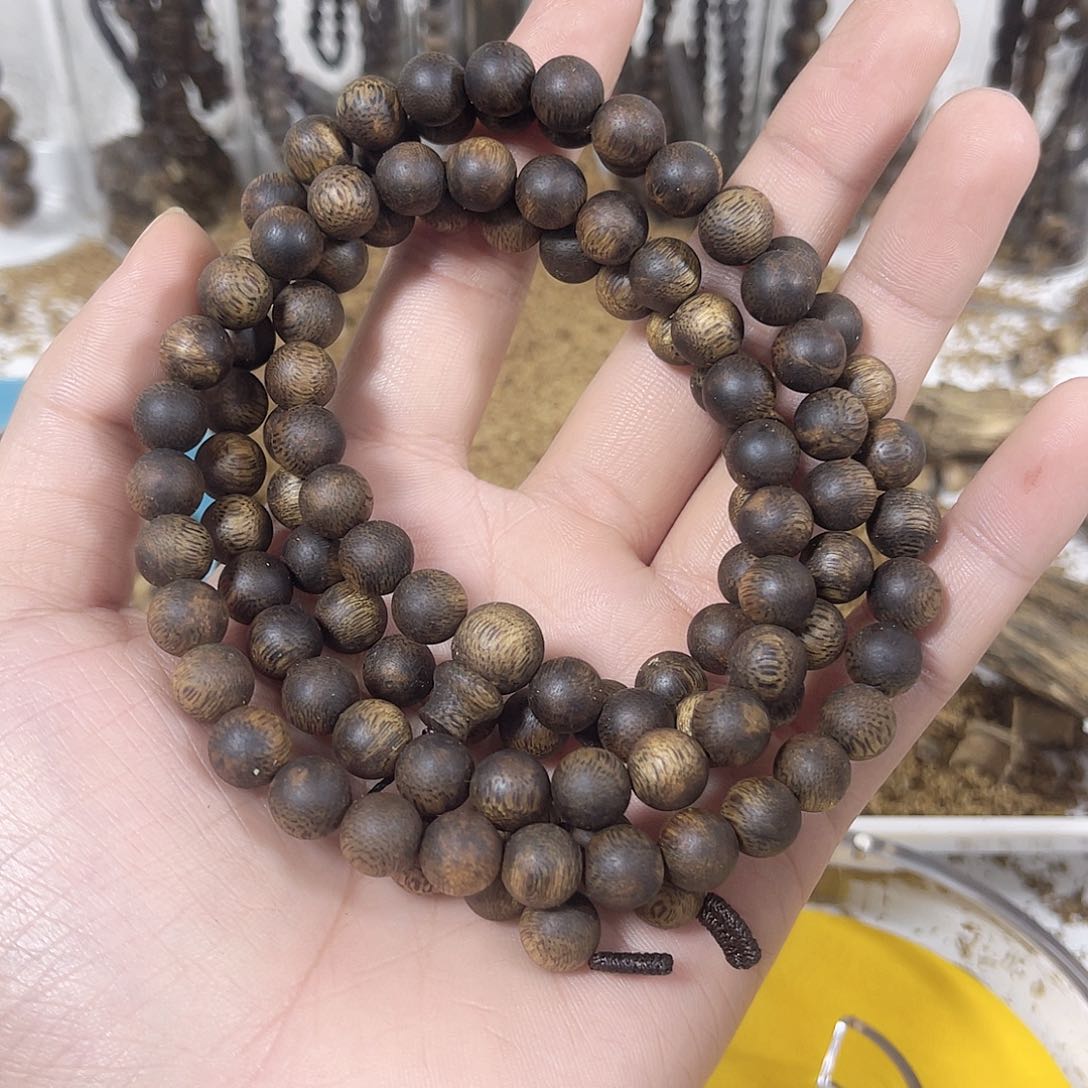 沉香手串通**得高货0.9圆珠多圈38➕