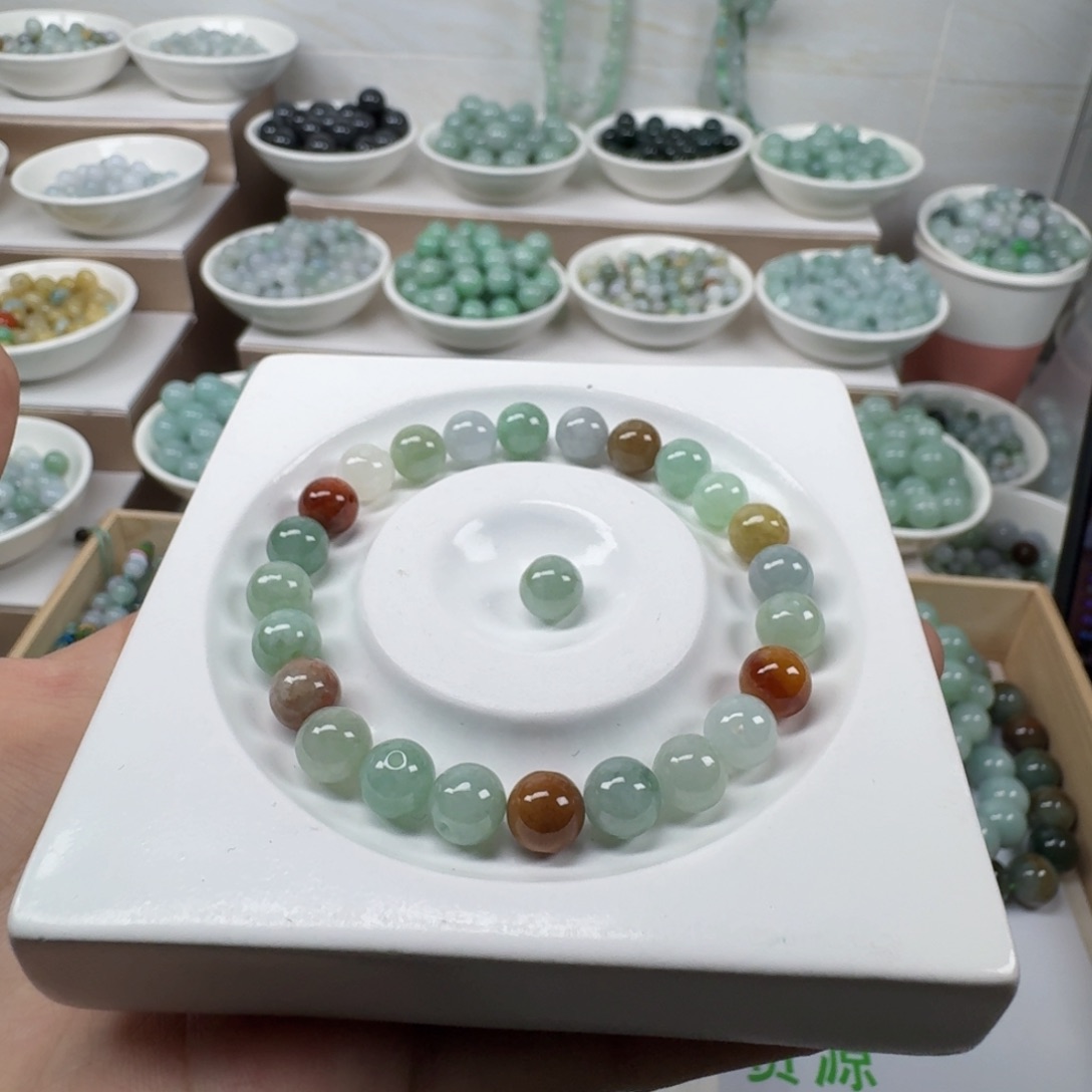 翡翠未镶嵌手链缅甸翡翠A货卡7.7mm