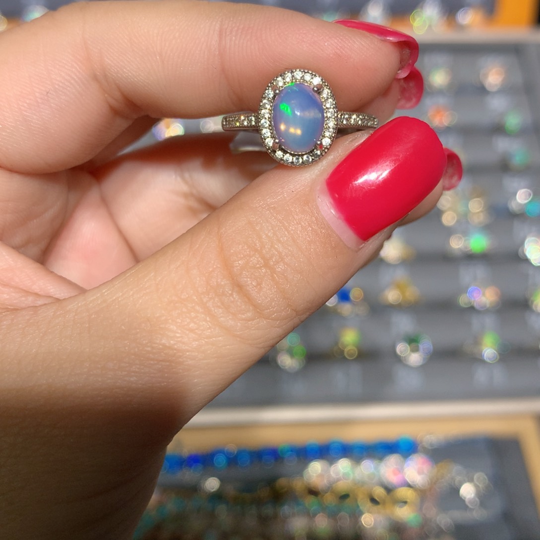 银S925镶嵌欧泊欧泊戒指l 