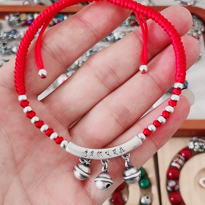 珐琅吊坠足银脚链