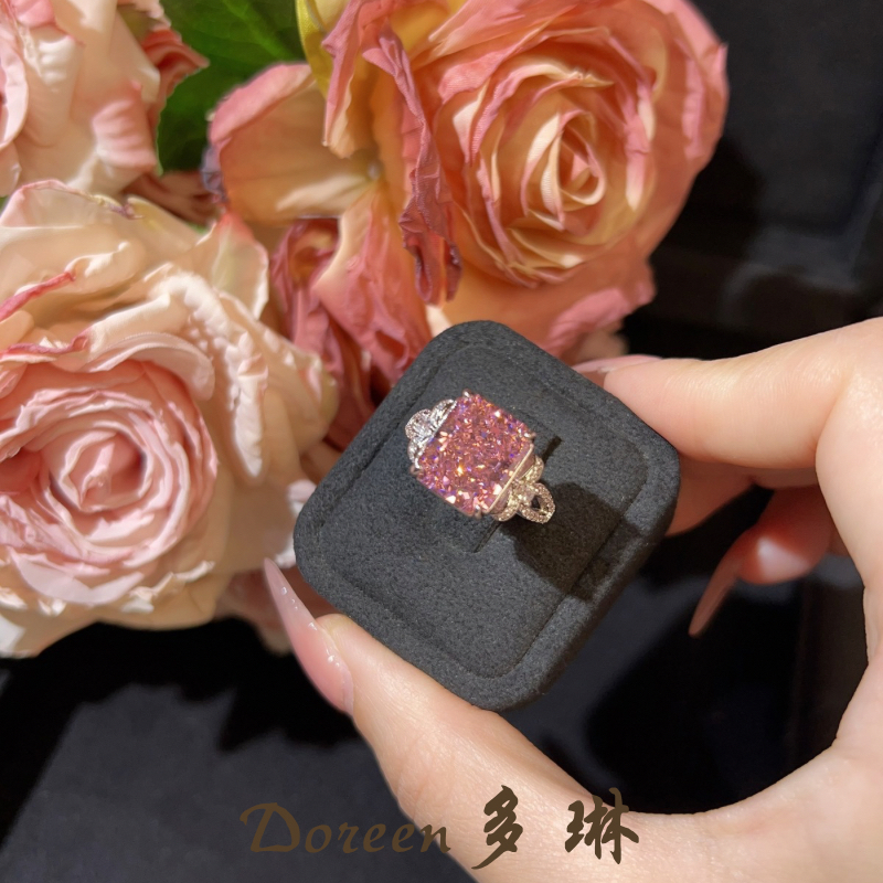 铜合金戒指 粉色方形戒指NW8823