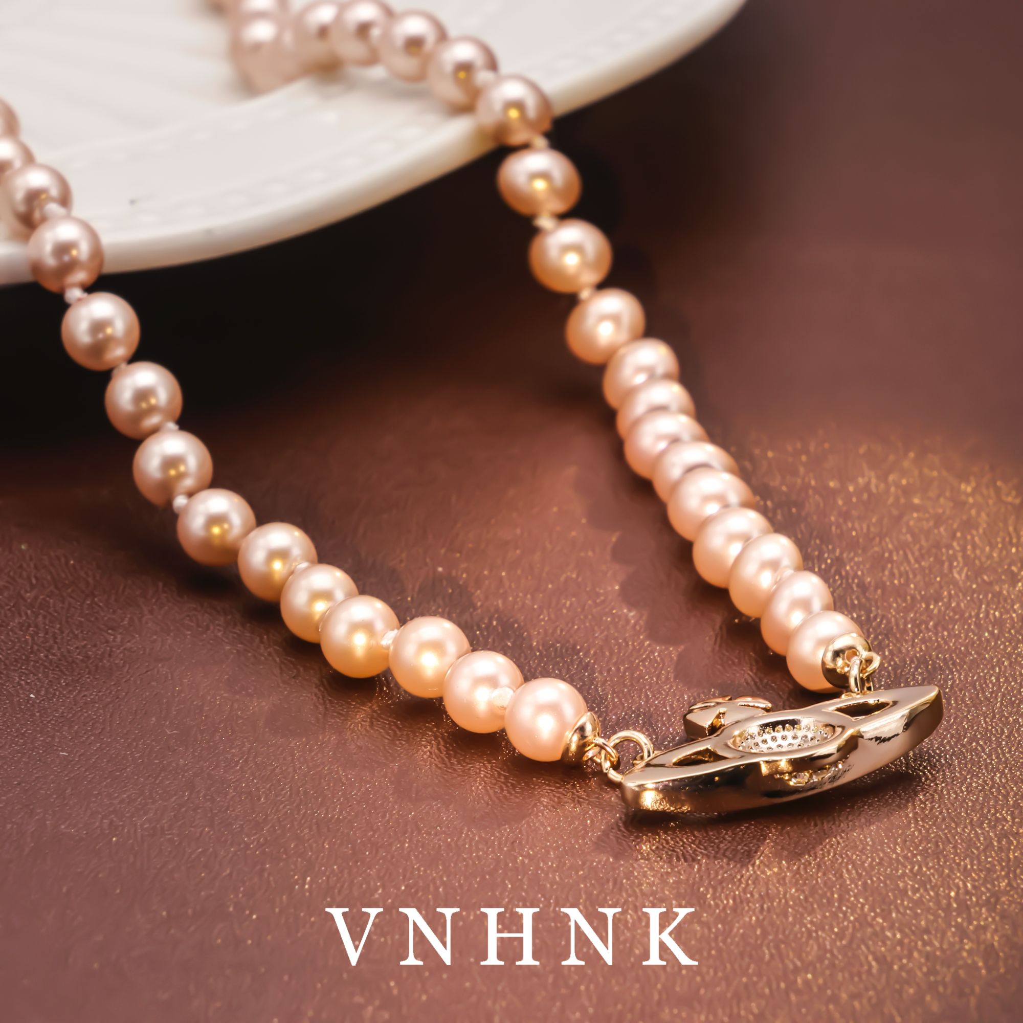 铜合金仿珍珠项链 美可儿    R279  玫瑰色（6mm44cm)气质时尚项链