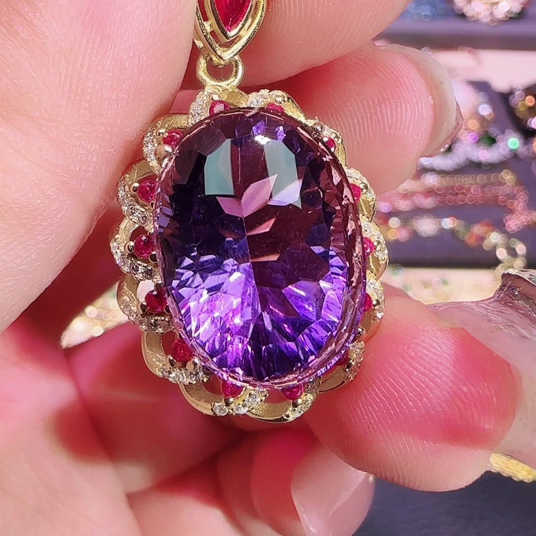 紫晶紫水晶银S925镶嵌