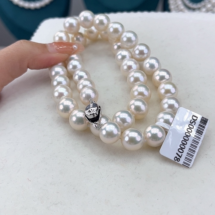 淡水珍珠颈饰银S925镶嵌10-11极光金属澳绿光高品