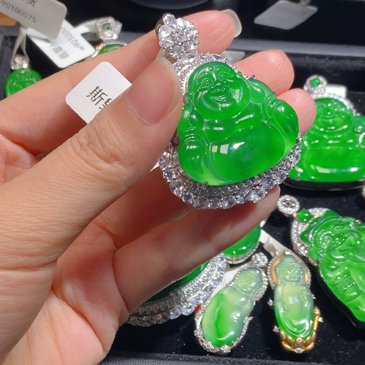 翡翠银S925镶嵌吊坠(不含链)