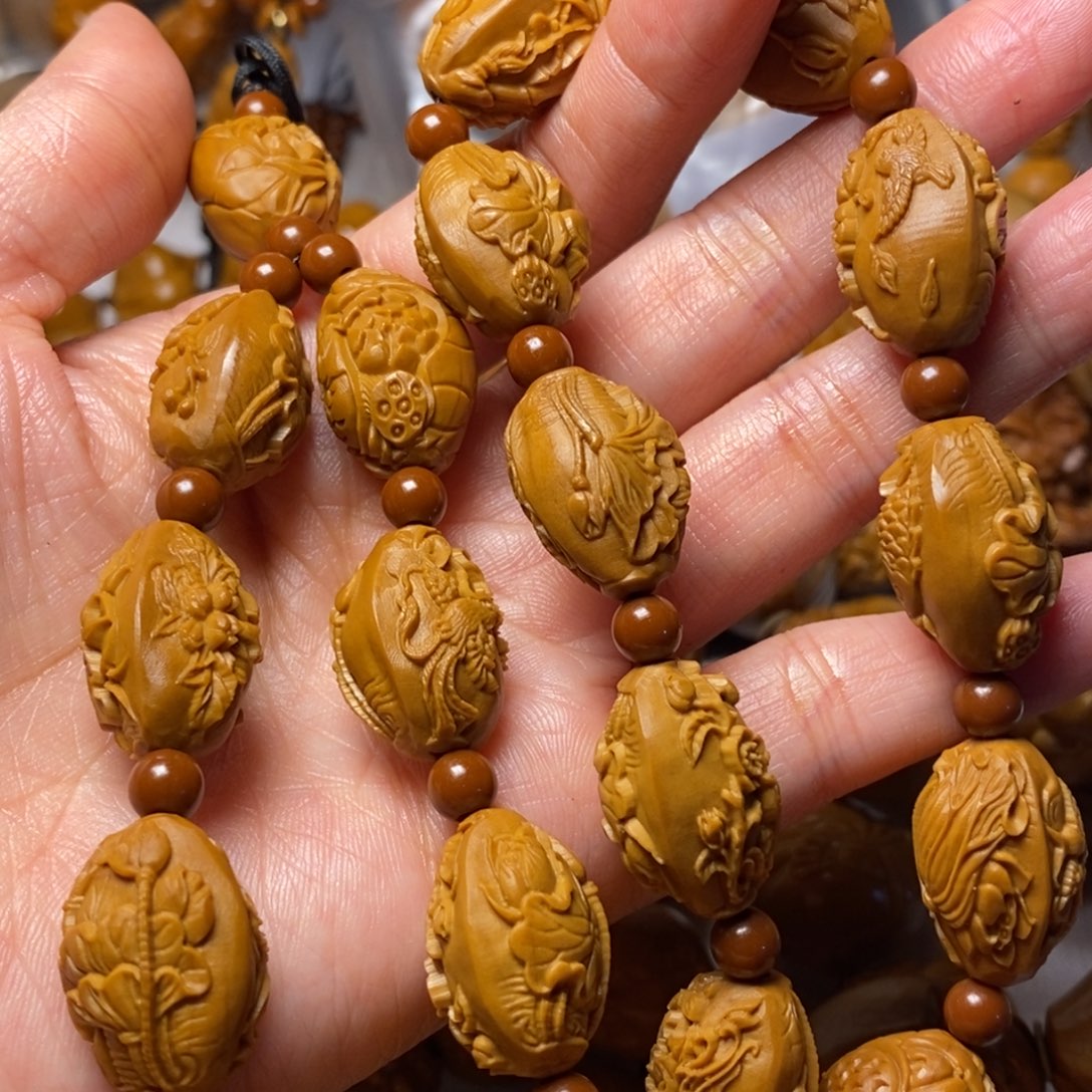 橄榄核手串/手链鸟语花香荷塘月色手持