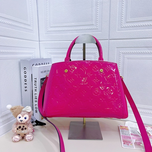 95新 LouisVuitton/路易威登 玫粉色蒙田BB手提单肩斜挎包