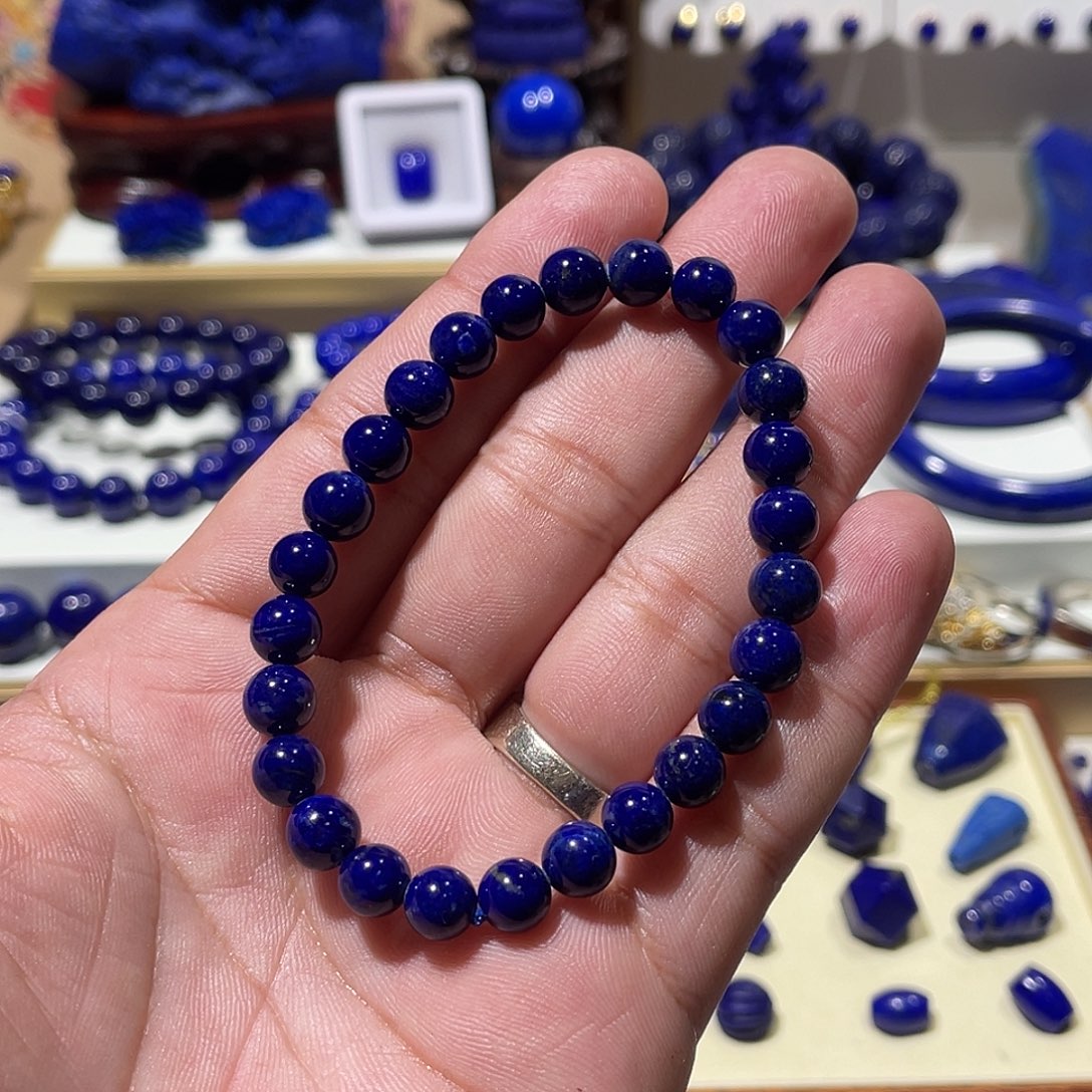 青金石未镶嵌黑加仑7.5mm手串