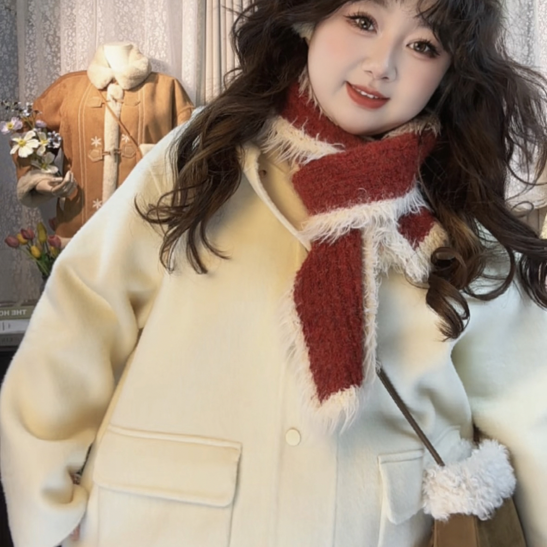 韩系连帽羊毛斗篷大衣女冬季2025新款高级感好看宽松慵懒大码外套