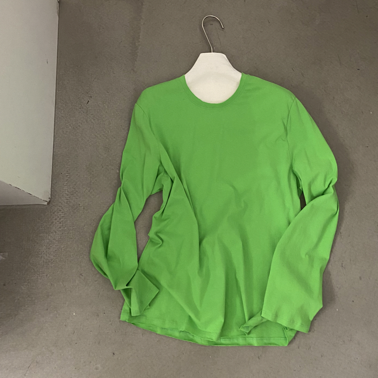 炫色极简全棉果绿色显白长袖打底