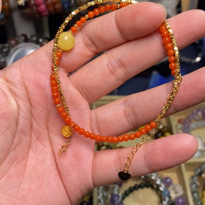 南红玛瑙手串银S925镶嵌手链