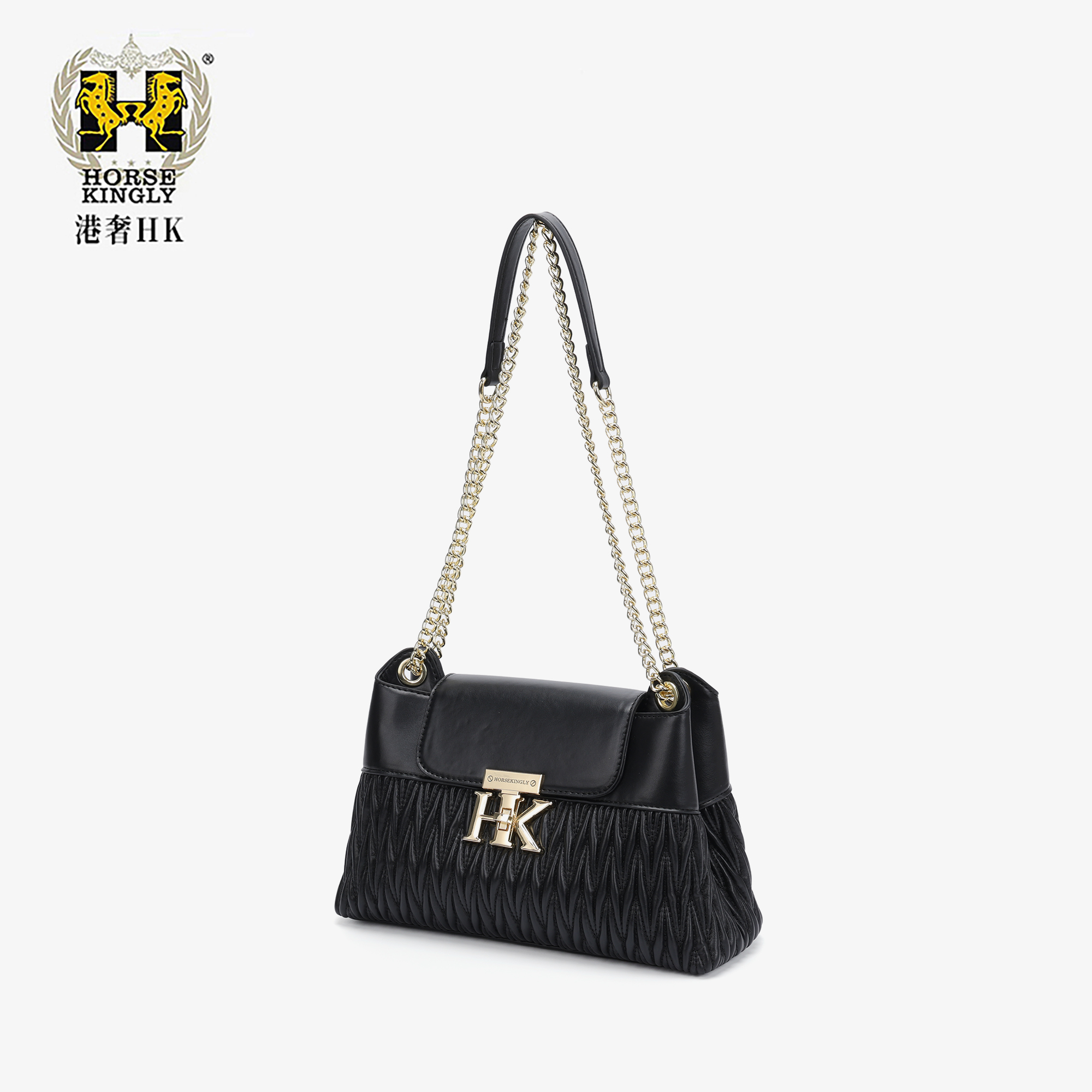 HorseKingly新款女士单肩包时尚百搭单肩斜挎链条女包1167