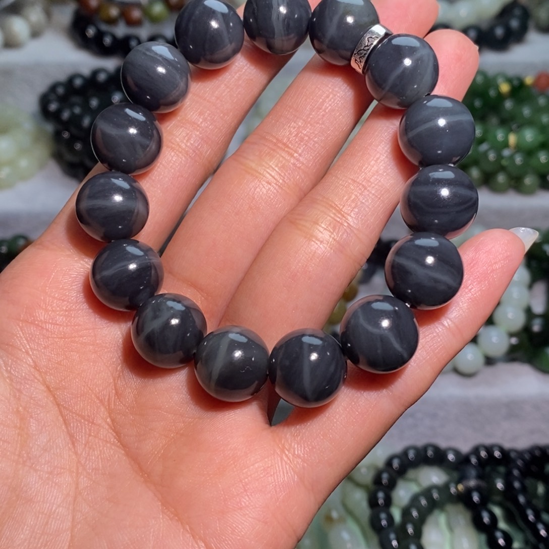 笔***墨和田玉未镶嵌手链