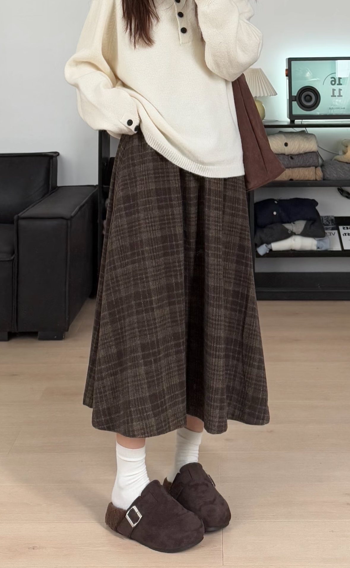 (051-100)直播选款半裙裙冬季  气复古质高腰显瘦时尚时尚百搭