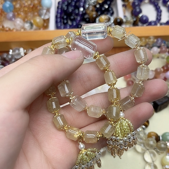 水晶手链未镶嵌金发桶珠