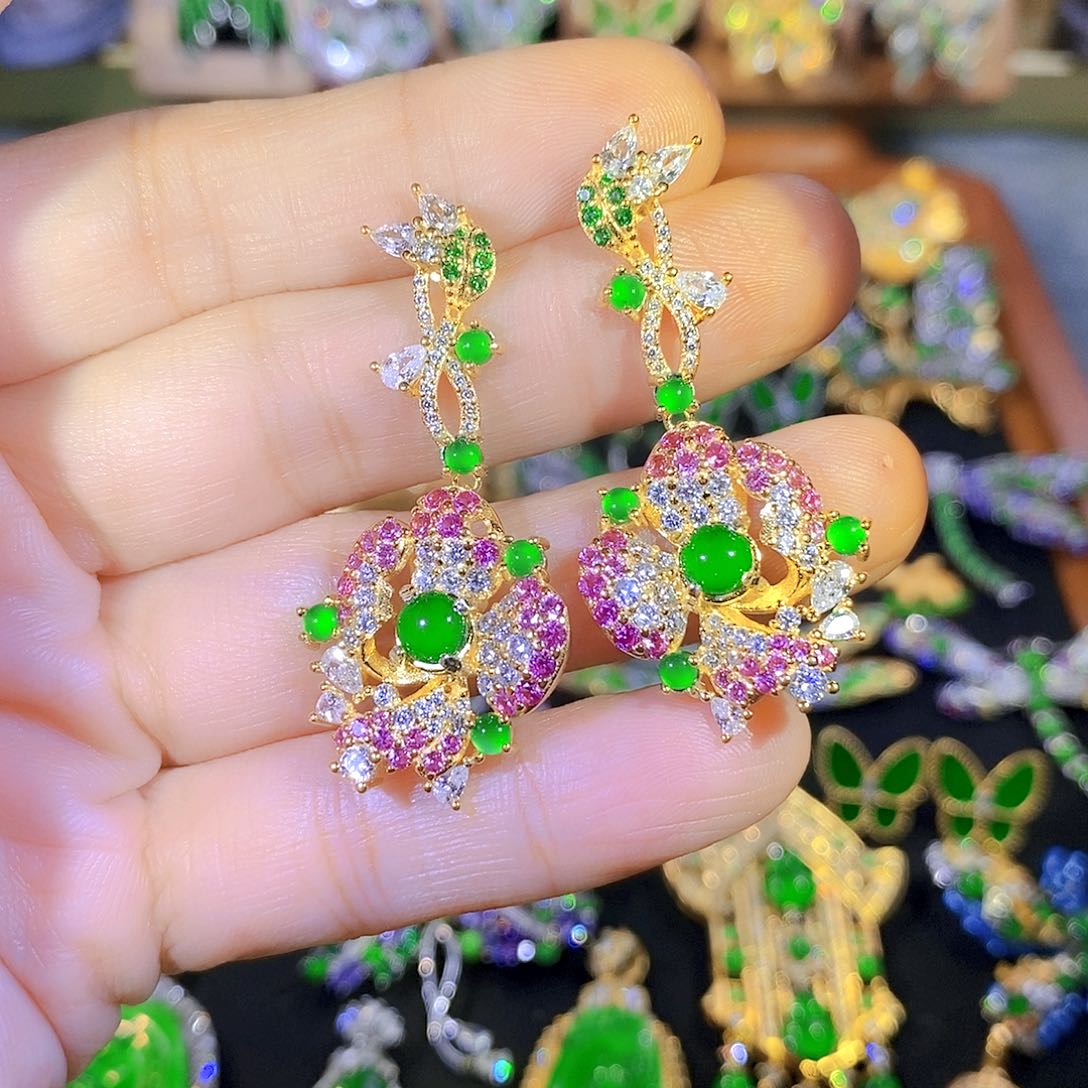 吊坠(不含链)银S925镶嵌翡翠