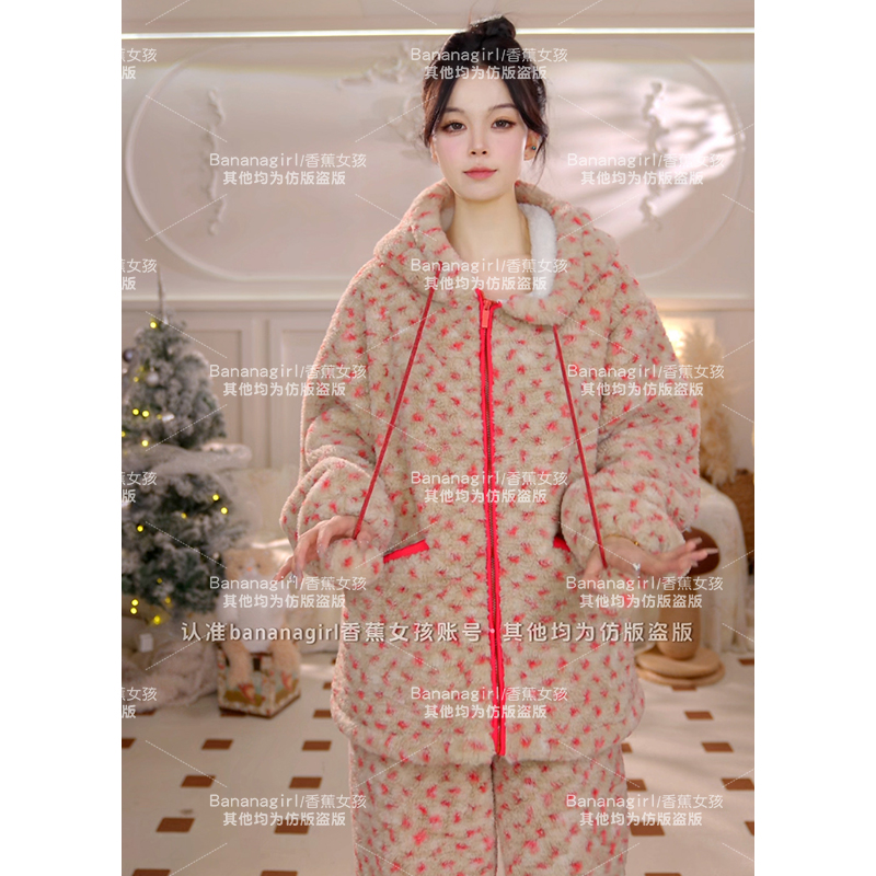 Bananagirl睡衣女秋冬季连帽外套循环蓄温速暖家居服可外穿2025新