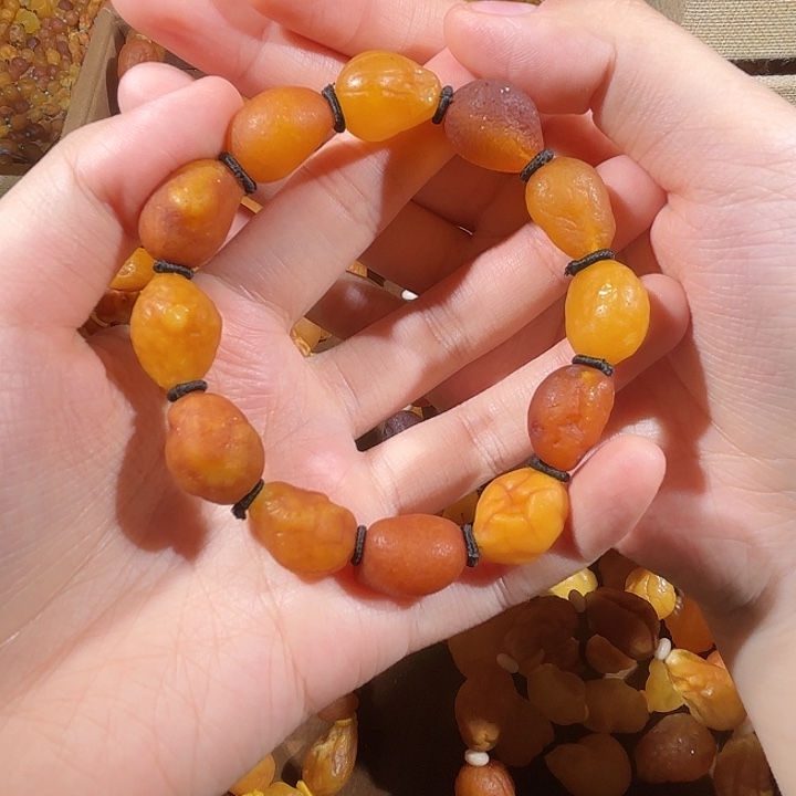 琥珀未镶嵌手链蜜蜡海漂手串