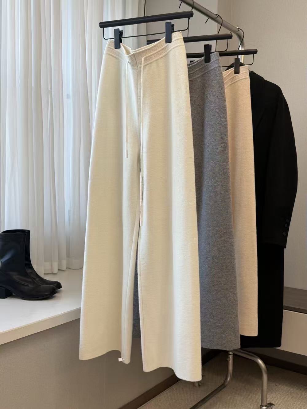 【100%羊毛】高织软糯羊毛阔腿裤垂坠感慵懒高级阔腿休闲裤可机洗