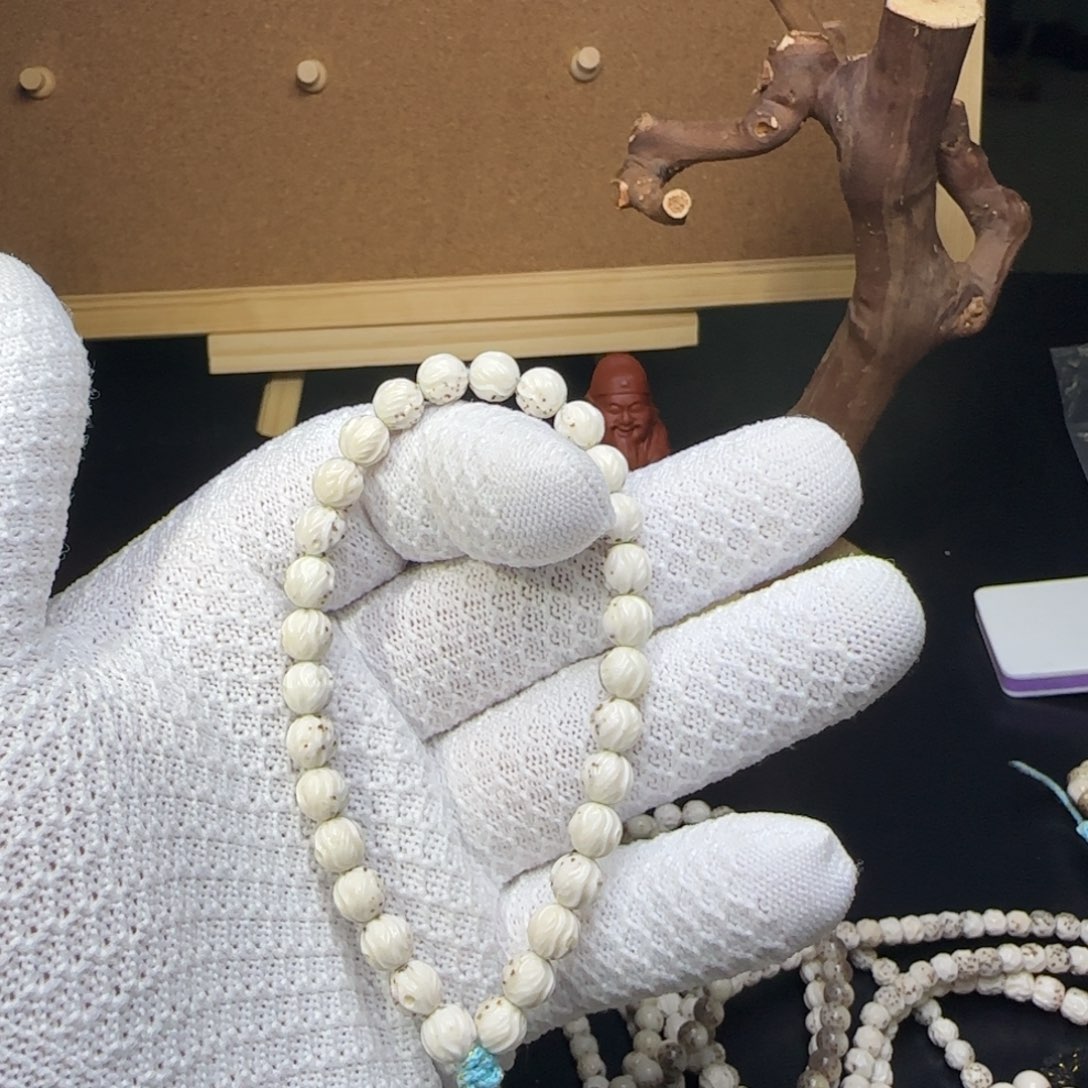 秋***浓星月菩提手串7圆玉化无相手持蓝色