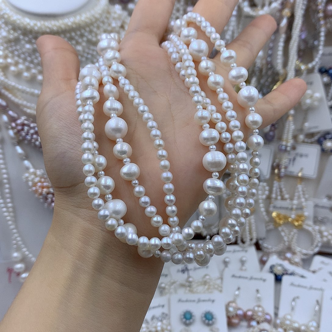 许***学淡水珍珠项链耳饰银S925镶嵌