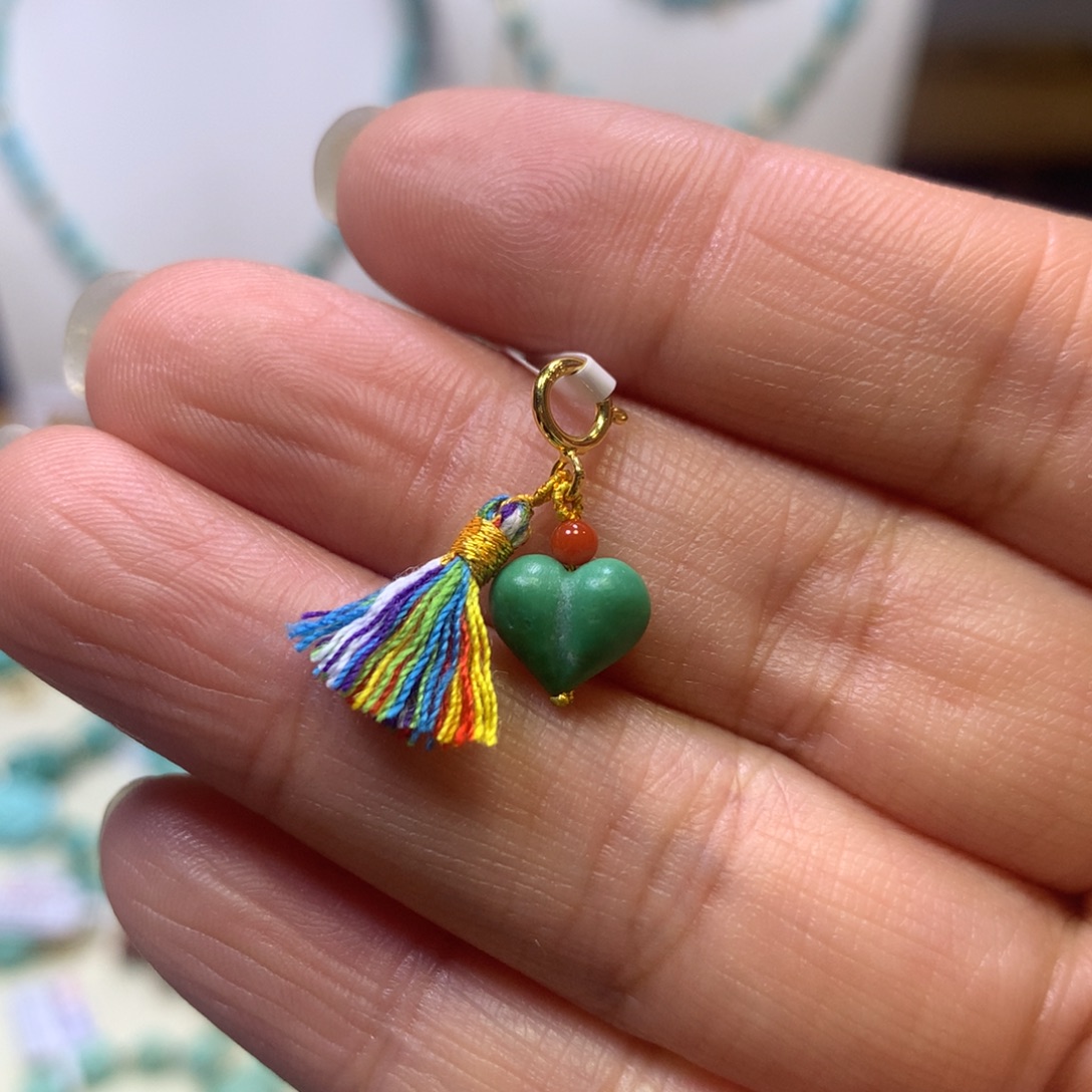 绿松石银S925镀金镶嵌挂件