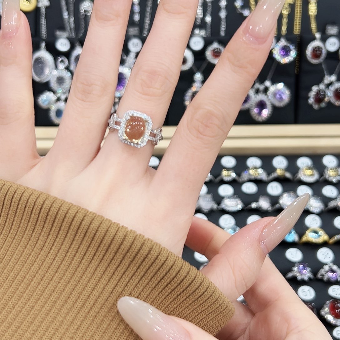 黄晶戒指银S925镶嵌戒指