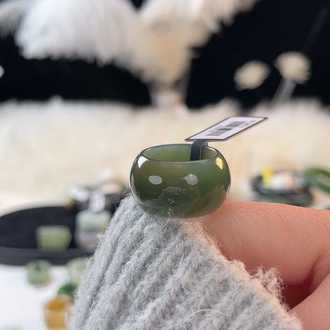 和田玉未镶嵌戒指k96且末蓝墩墩16.9mm